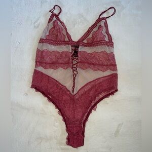 Elegant Lace Bodysuit in Red